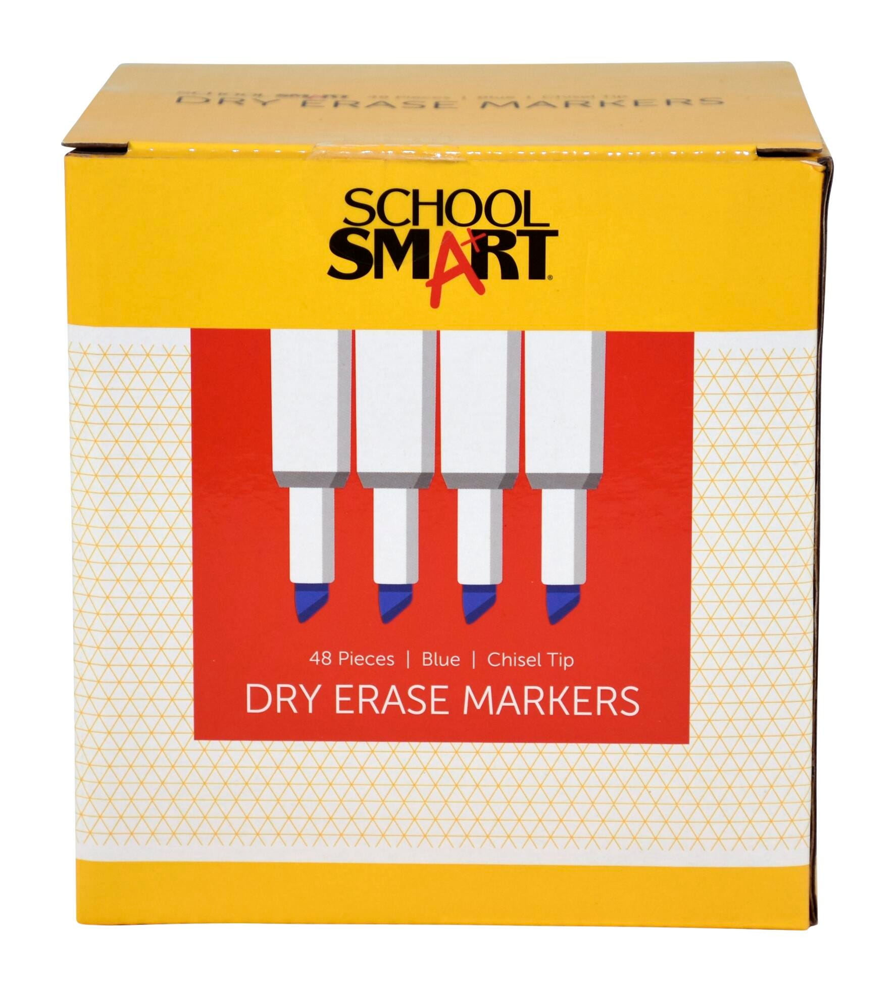 School Smart Dry Erase Markers, Chisel Tip, Low Odor, Blue, Pack of 48 1593093